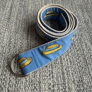 Lilypod canvas and embroidered cotton ribbon Belt with Yellow Hat Design